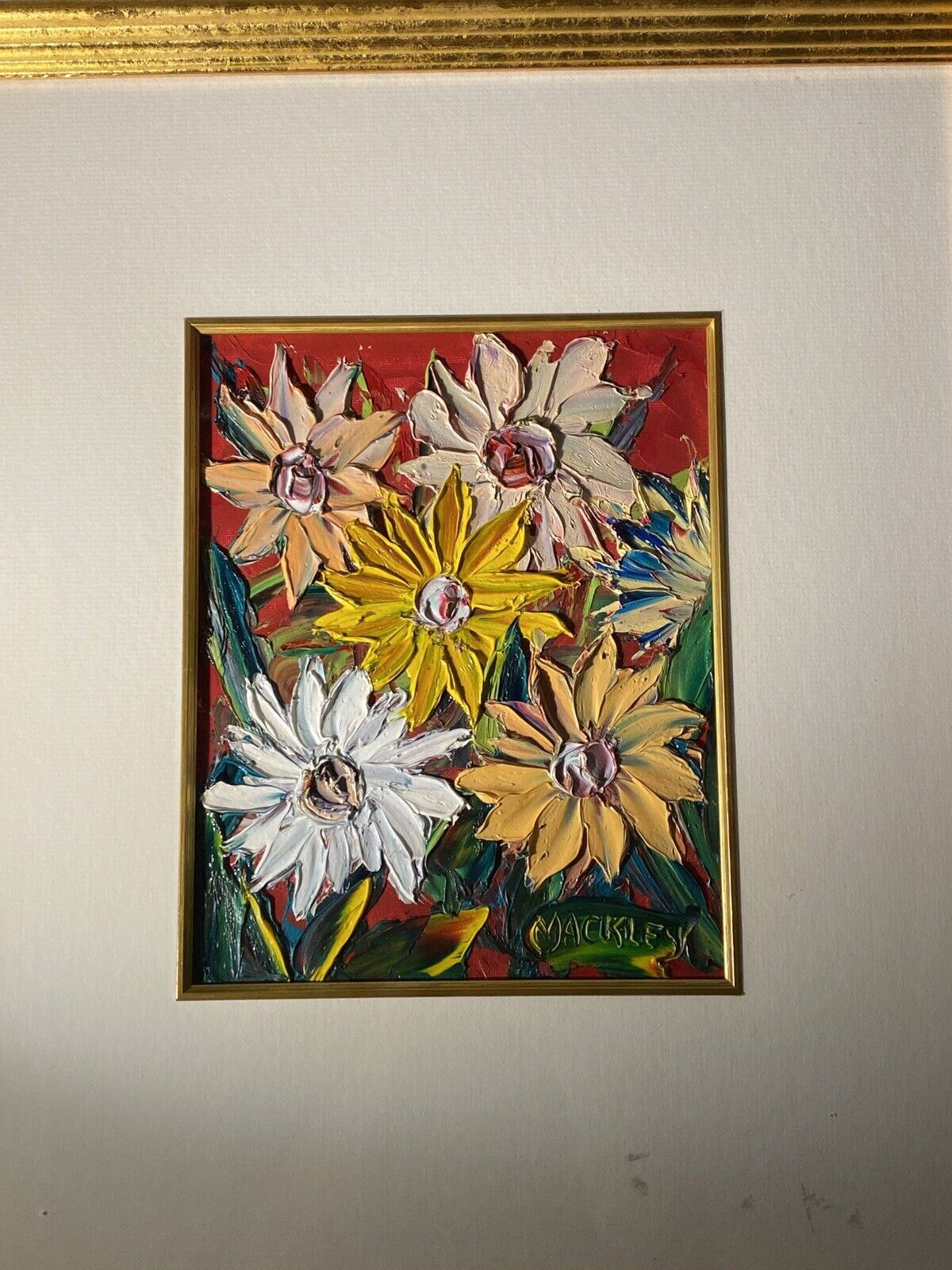 Evan Mackley Oil On Board Flowers Painting. Framed.