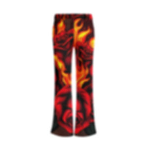 Fire & Roses Destruction Flared Pants – Bold Floral Punk Inferno