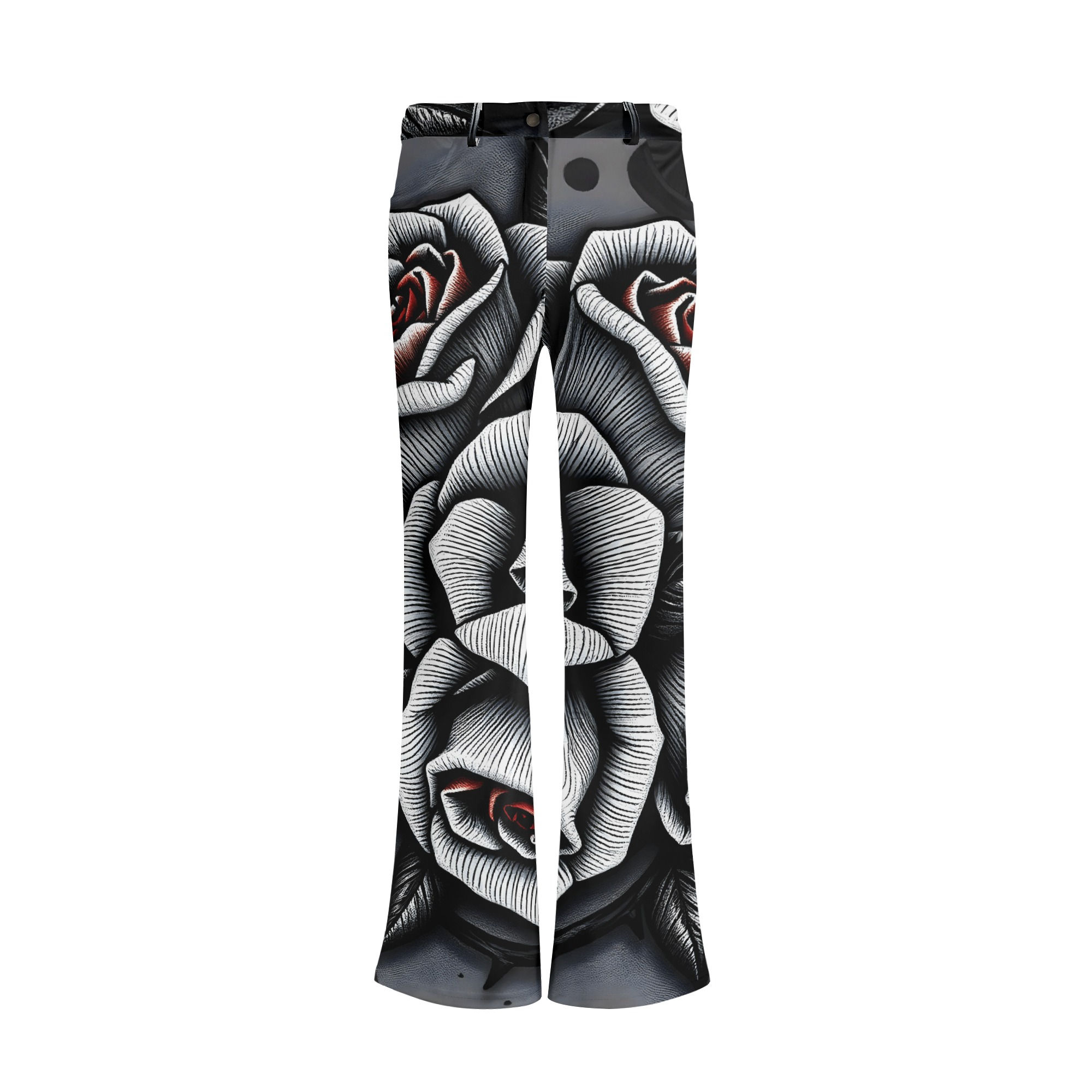 Rebel Thorns & Floral Patches Flared Pants – Edgy Floral Punk Aesthetic