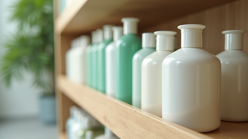 Close-up view of eco-friendly cleaning products on a shelf