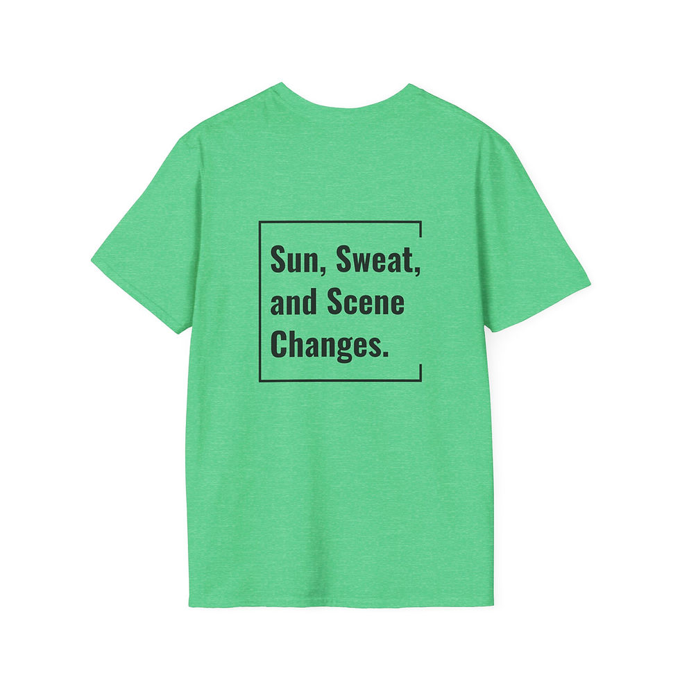 Thumbnail: Unisex T-Shirt | Sun, Sweat, and Scene Changes. (Black Lettering)