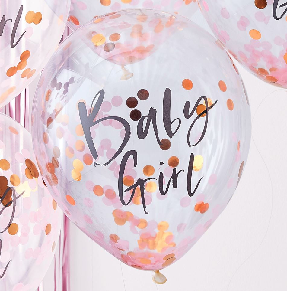 Miniaturbild: "Baby Girl" Ballone mit Konfetti