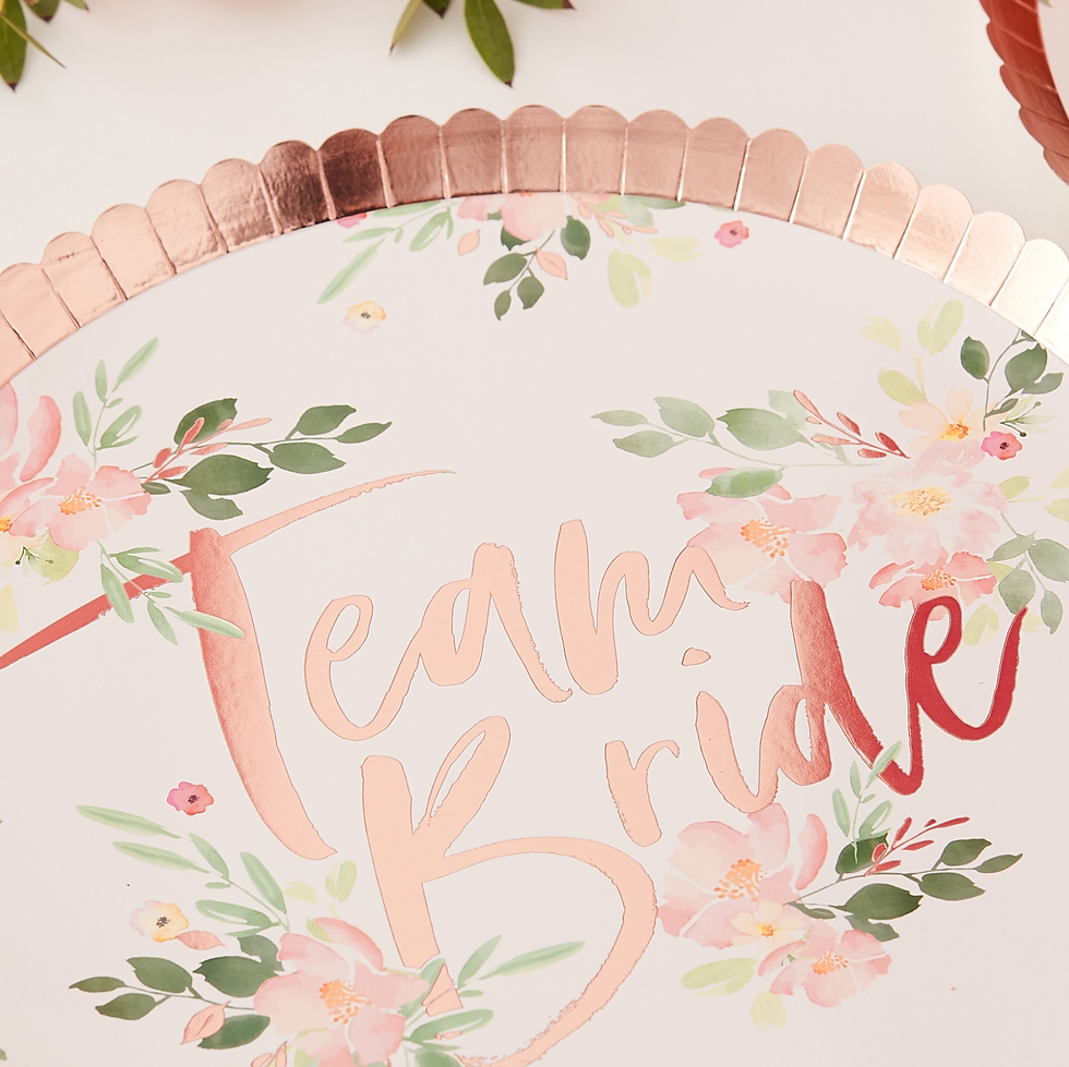 Miniaturbild: Floral "Team Bride" Pappteller