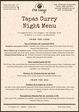 Curry Night Menu | Cha Lounge