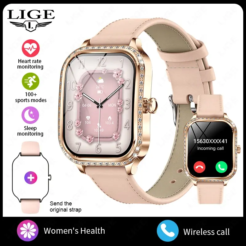 Miniatura: Smartwatch LIGE Feminino — Bluetooth, Monitor Cardíaco