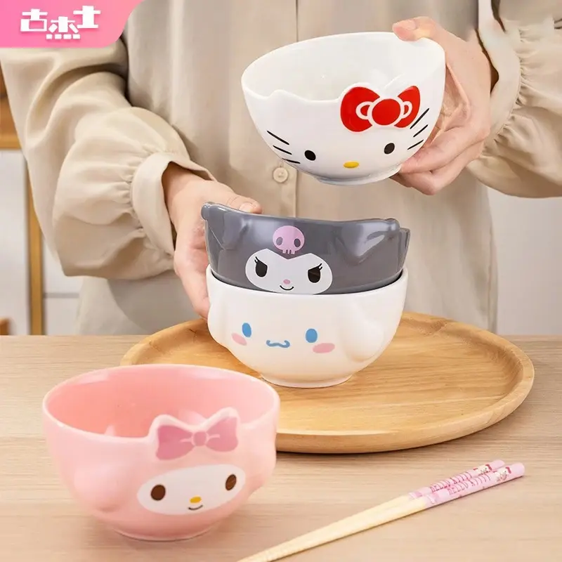 Sanrio Ceramic Rice/ Ramen Bowls Cute Cinnamoroll& Kuromi Cartoon Anime