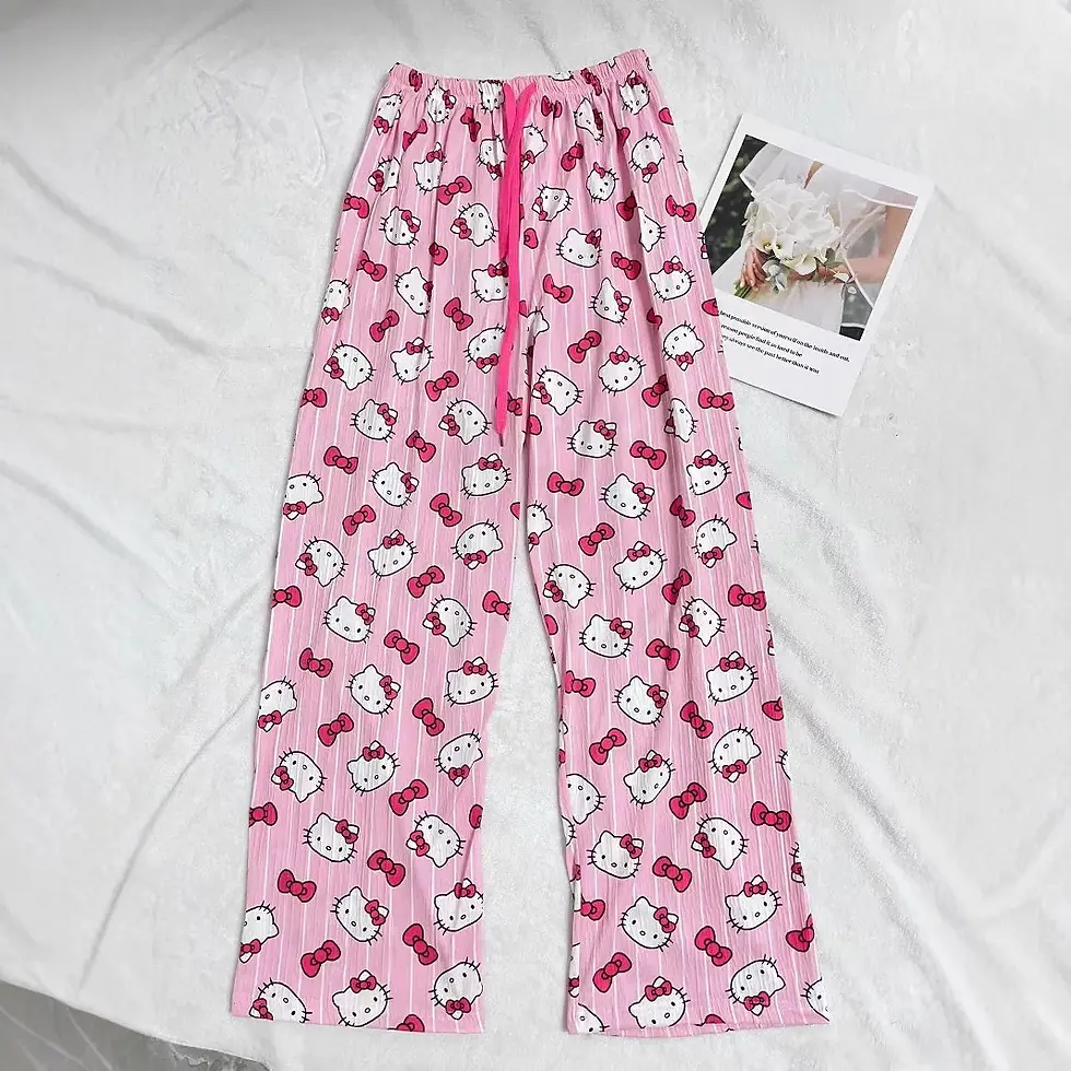 Thumbnail: Hello Kitty Flannel Pajama Pants Anime Cartoon Sanrio Home Pants Couple Home