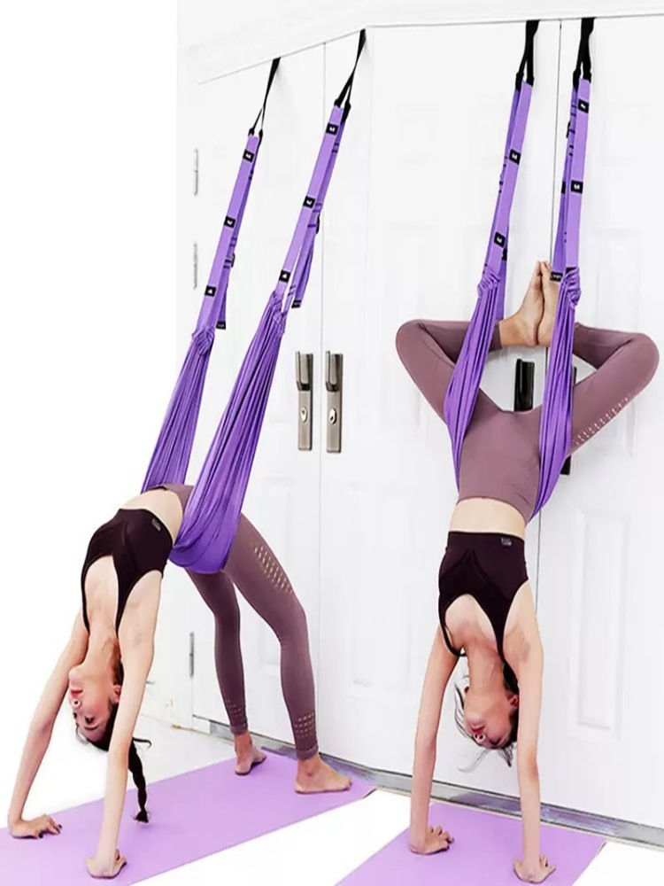 Thumbnail: Purple Aerial Yoga Rope Professional Home Fitness Anti-Gravity Hammock Strap Lux
