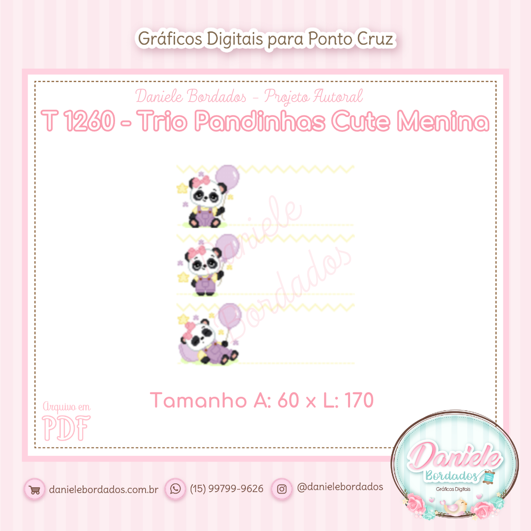 1260 Trio Pandinha Cute Menina