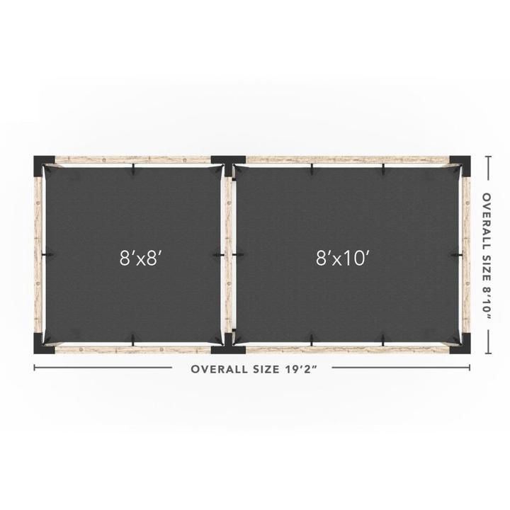Thumbnail: Double Pergola Kit with 2 SHADE SAILS for 4x4 Wood Posts