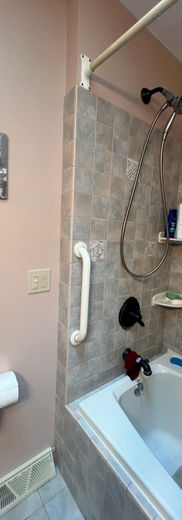 Bathroom remodel with grab bar for independent living