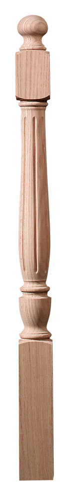 Wooden stair baluster with vertical grooves