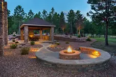 Outdoor living space with fire pit and gazebo