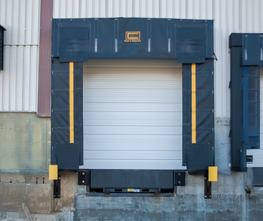 Loading dock with open overhead door