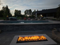 Outdoor fire pit and pool for site improvement