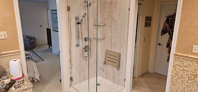 Accessible shower with seat for independent living