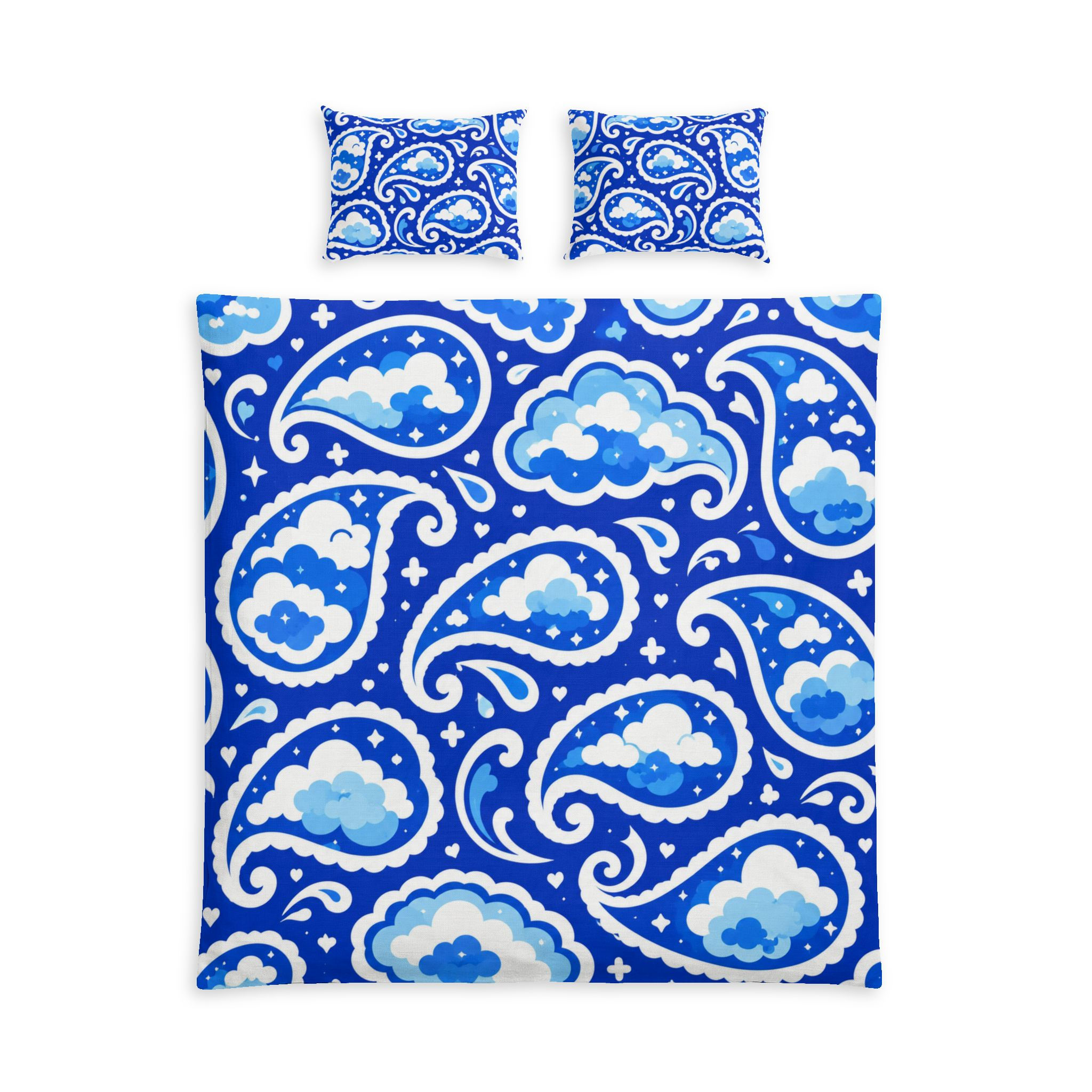 Blue Paisley Cloud Cotton Bed Set