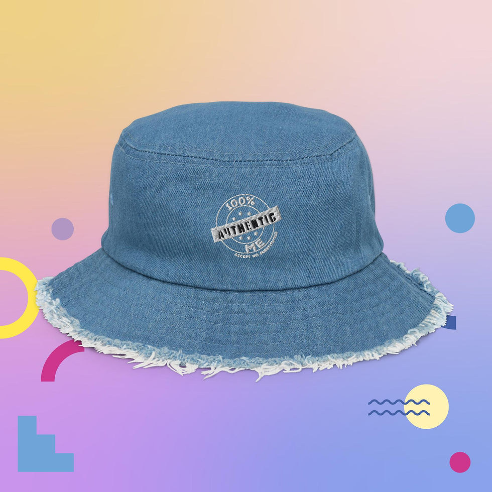 Thumbnail: AUTHENTIC ME Distressed denim bucket hat