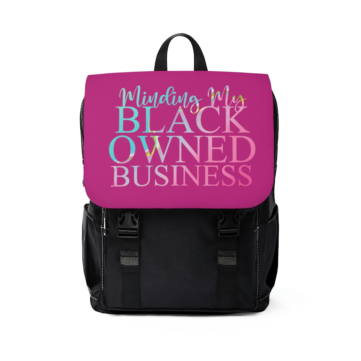 Minding My Black Owned Business Unisex Backpack (Multi and Black)