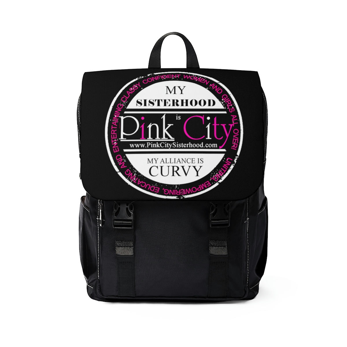My Sisterhood is Pink City, My Alliance is Curvy! Backpack