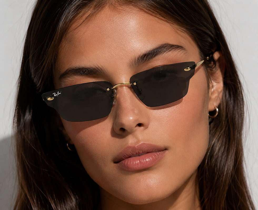 Miniatura: RayBan ANH RB3731 921387 - Occhiali da sole Unisex - Rimless Oro Chiaro- indossato