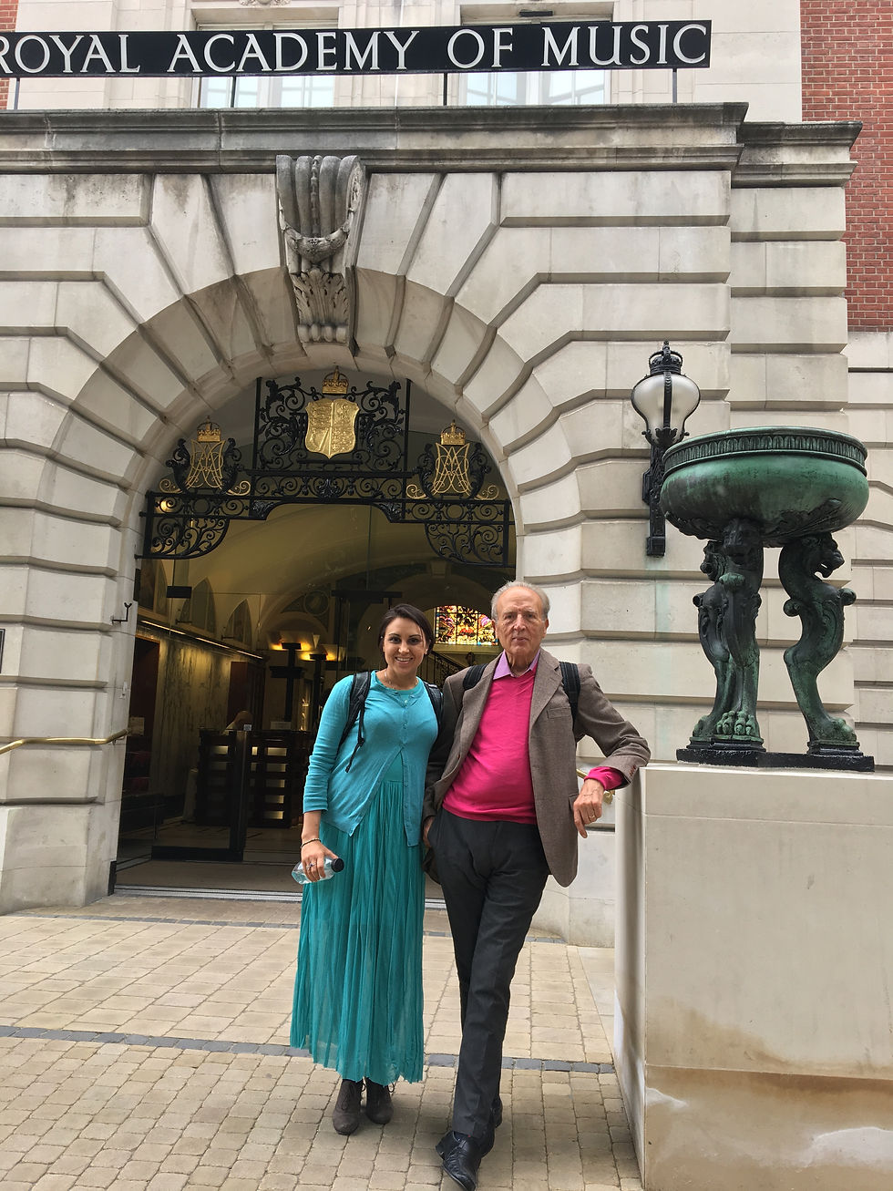 with the great William 'Wibb' Bennett, outside the Royal Academy of Music in London