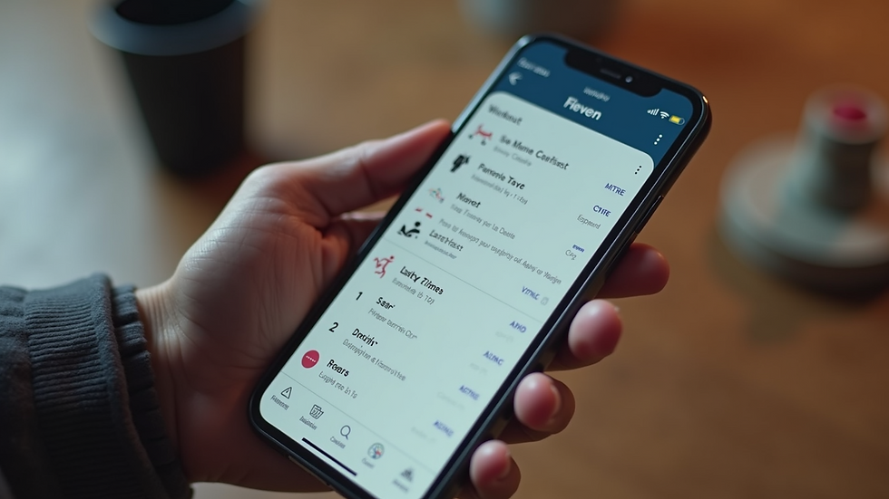 Close-up view of a smartphone showing a fitness app with a workout plan