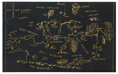 Stylised map of the Werrow engraved upon slate from The Curse of Northland