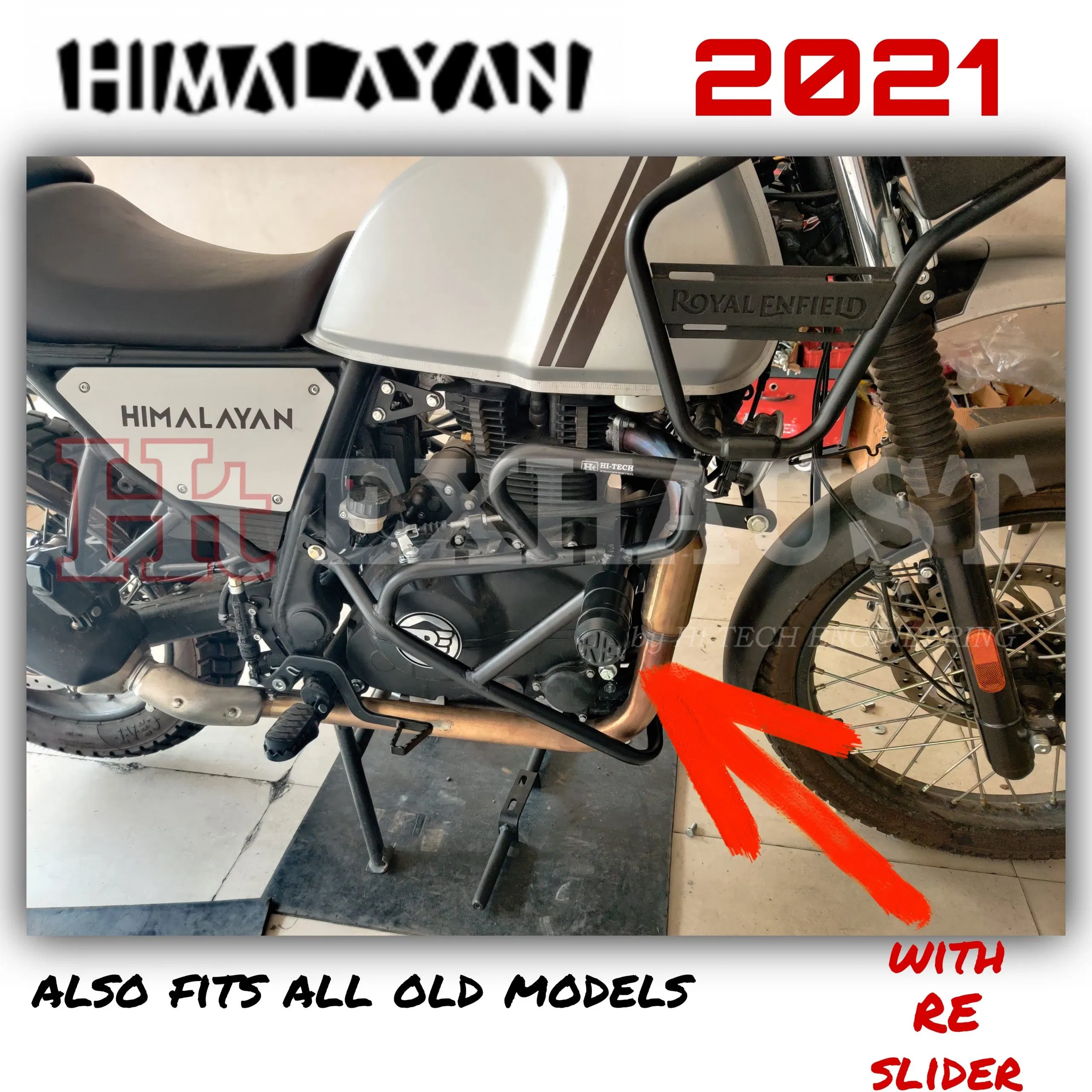 Thumbnail: Himalayan Crash Guard RED COLOR with RE Metal Slider  suits all BS3, BS4, BS6 &