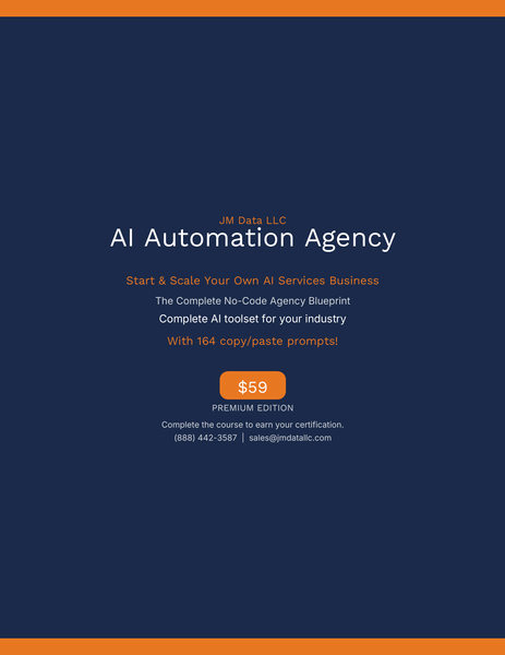 AI Automation Agency course cover — JM Data LLC