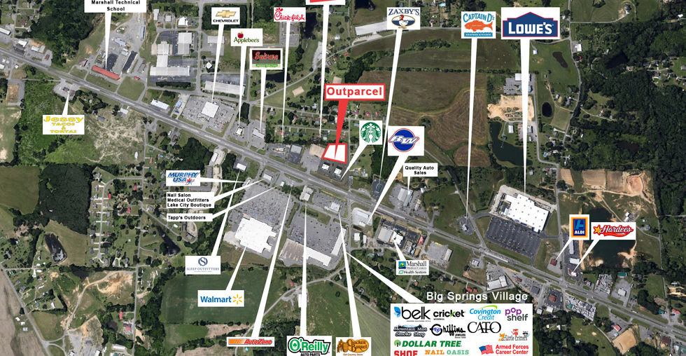 Surrounding retail includes outparcel and major retailers including Walmart, Belk, Staples, Lowes, Starbucks, O'Reilly Auto Parts and many more.