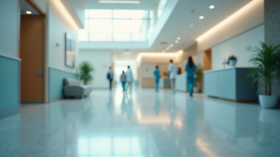 Eye-level view of a modern hospital reception area