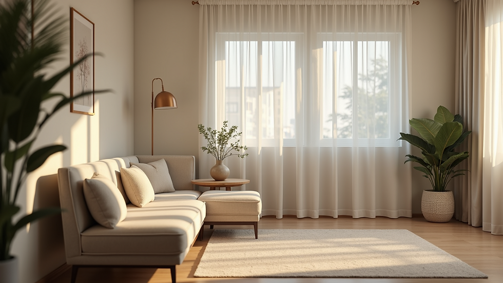 Eye-level view of a serene therapy room with comfortable seating
