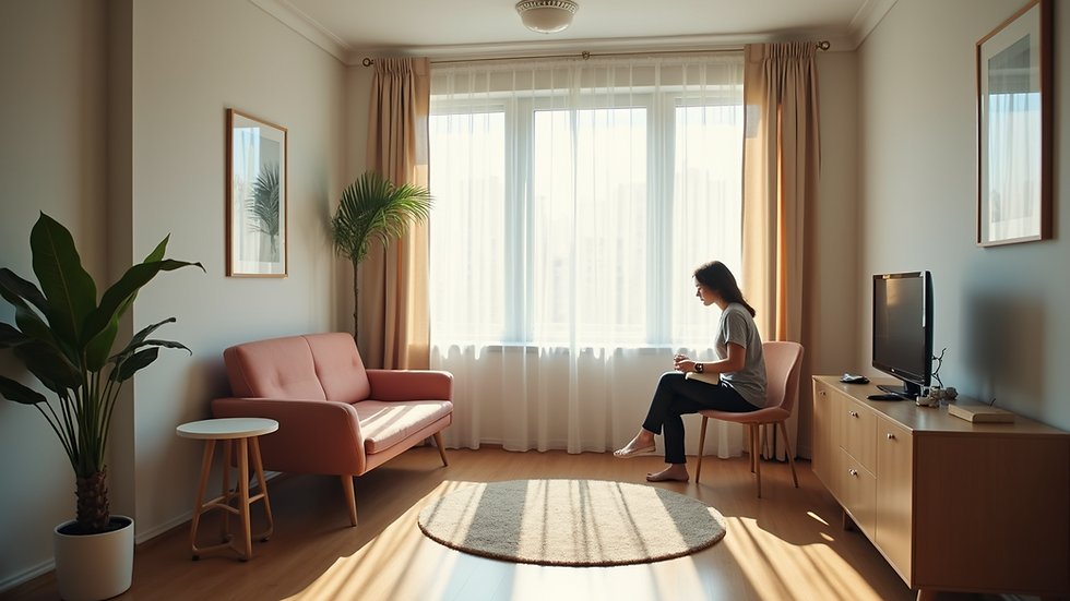Wide angle view of serene counseling environment