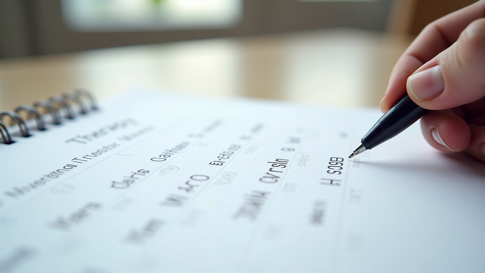 Close-up view of a calendar and a pen scheduling therapy appointments