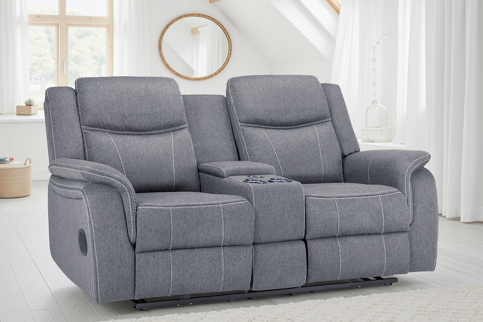 Thumbnail: Galaxy Tech Electric Recliner 2 Seater Grey Fabric