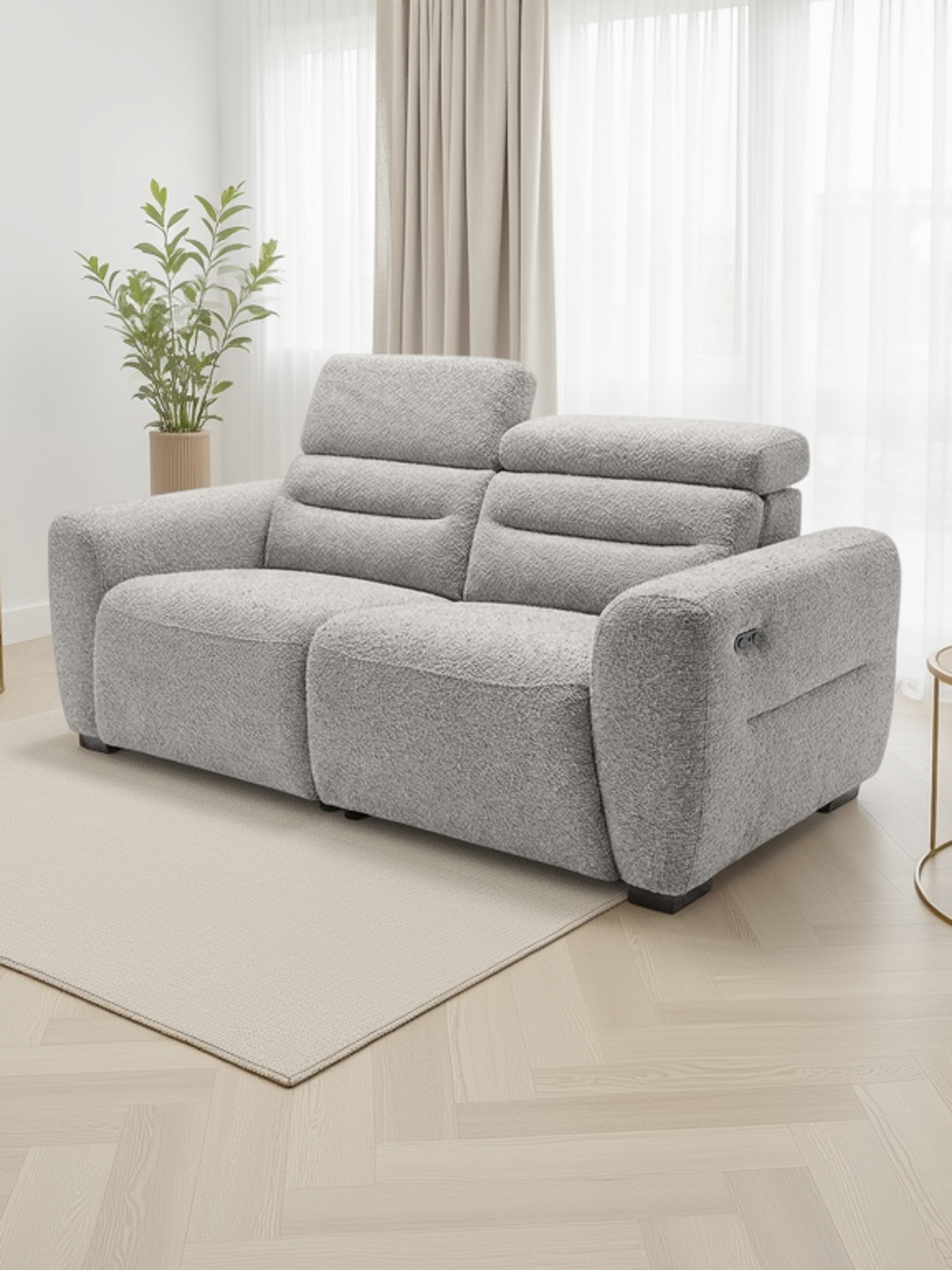 Tokyo Electric Recliner Grey 3 Seater