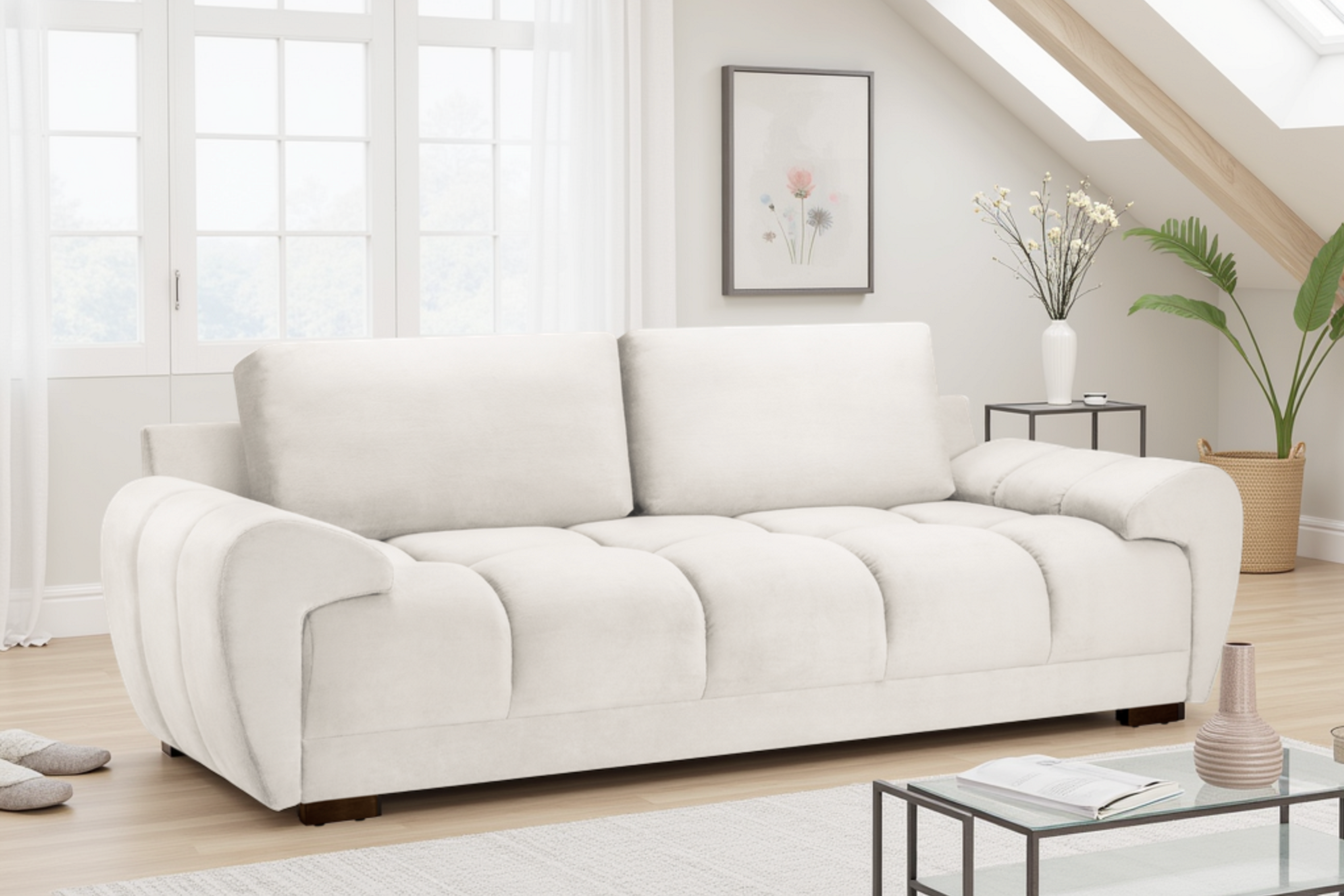 Azzuro Sofa Cream 3 Seater
