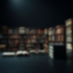 create an image of a library of books, that is closed, on a table with a dark background .
