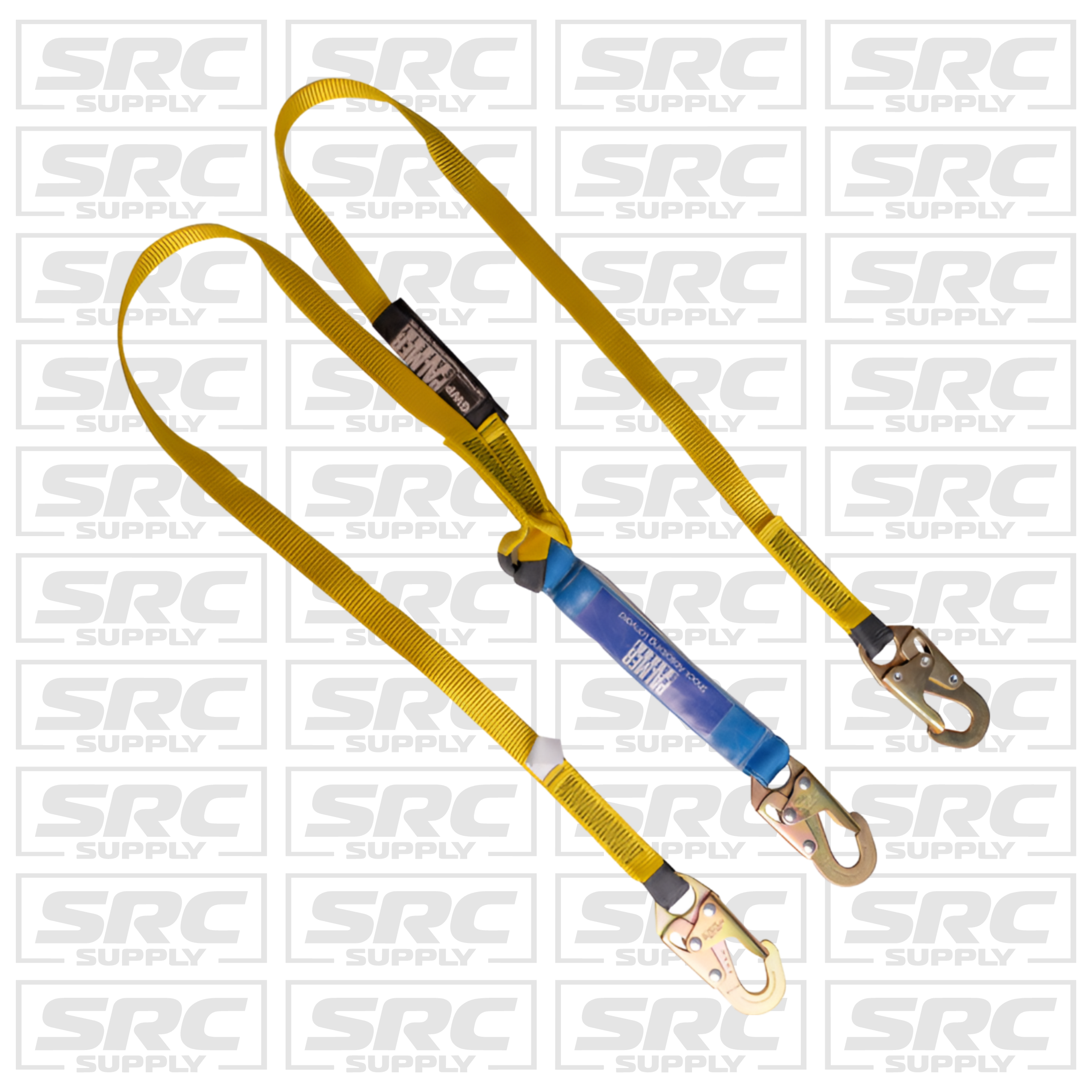PALMER SAFETY®6FT. DOUBLE LANYARD - BLUE SHOCK ABSORBER- W/ STEEL SNAP HOOKS