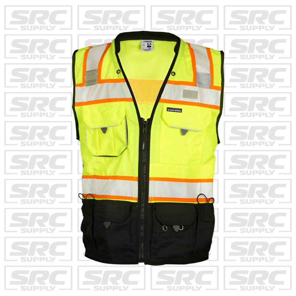 KISHIGO® PREMIUM BLACK SERIES™ LIME SURVEYOR SAFETY VEST