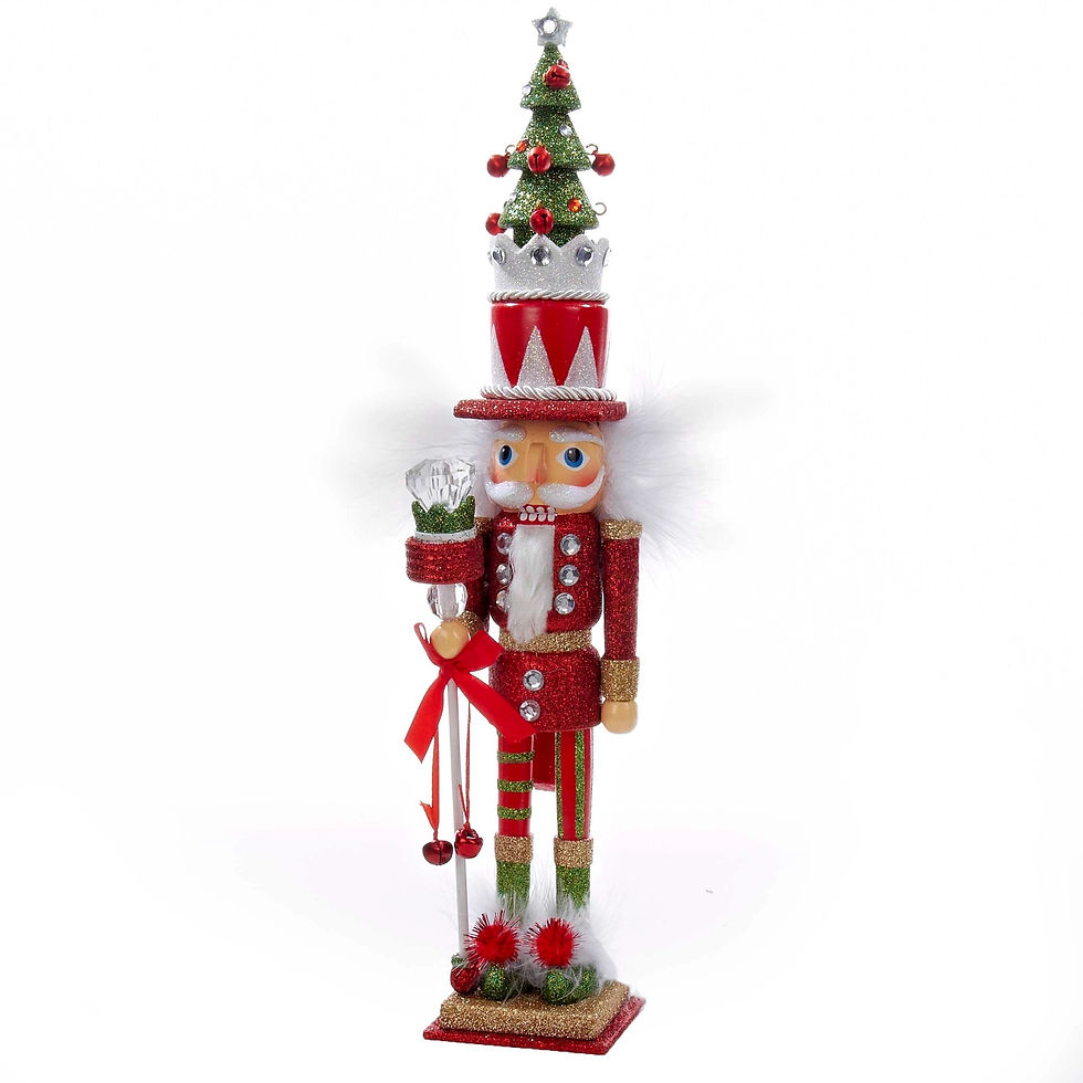 15" Holly Wood Red & Green Christmas Tree Hat nutcracker