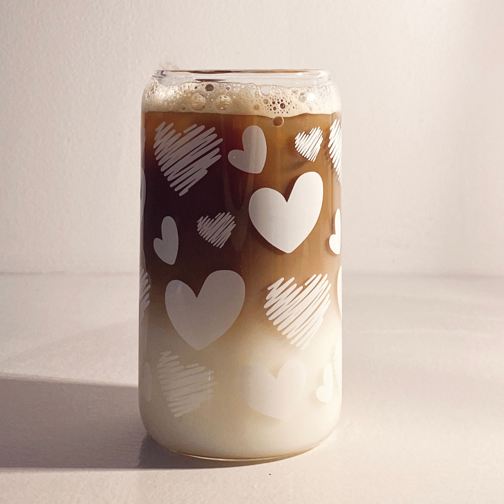 Heart Drinking Glass With Lid And Straw, 16oz