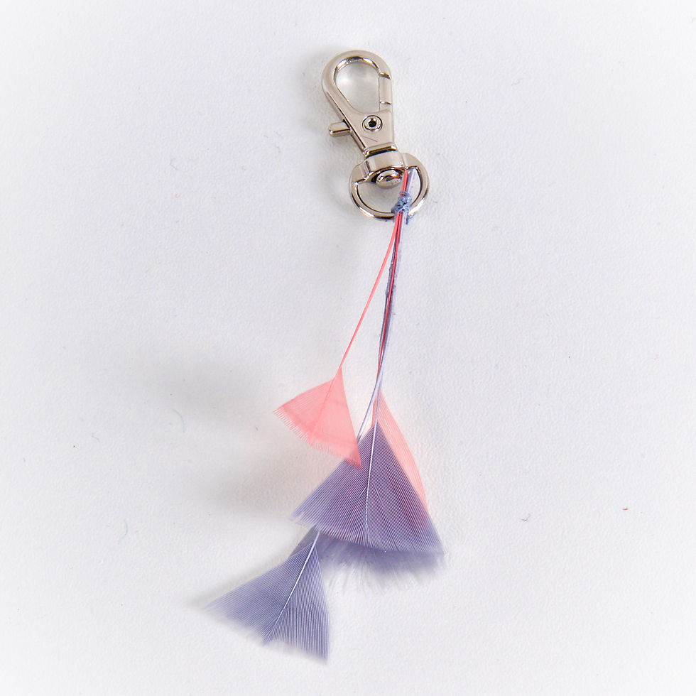 Thumbnail: Silver and pink feather matching bag charm