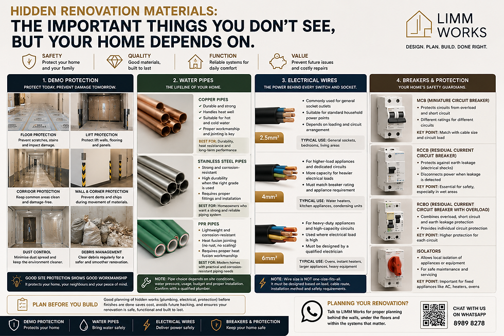 Hidden Renovation Materials: Demo Protection, Water Pipes, Electrical Wires and Breakers