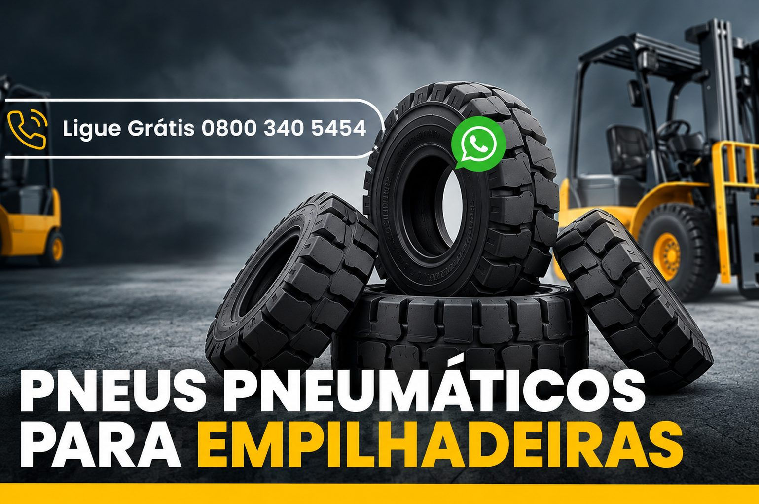 Pneus pneumáticos para empilhadeiras. Ligue grátis 0800 340 5454