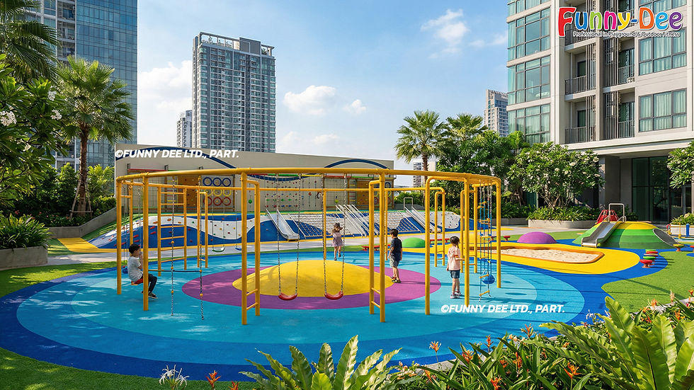 เนรมิตเครื่องเล่นสั่งทำพิเศษกับ "Custom Playground Design แบบที่ 1"  โดย หจก.ฟันนี่ดี