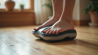 foot massage device on wooden floor