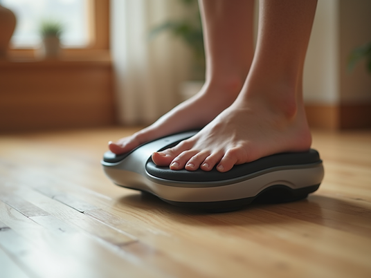 foot massage device on wooden floor