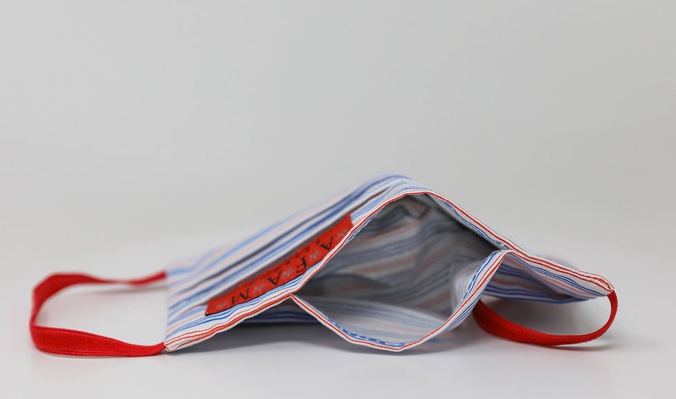 Thumbnail: AFAM BRAND COTTON FACE MASK (Red, Wht & Blu striped/ Flat Style